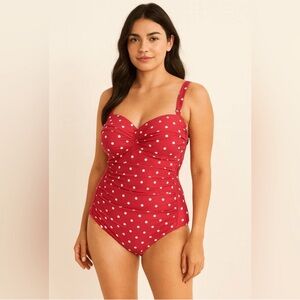 Nip Tuck Red Polka Dot Pin Up One Piece Swimsuit